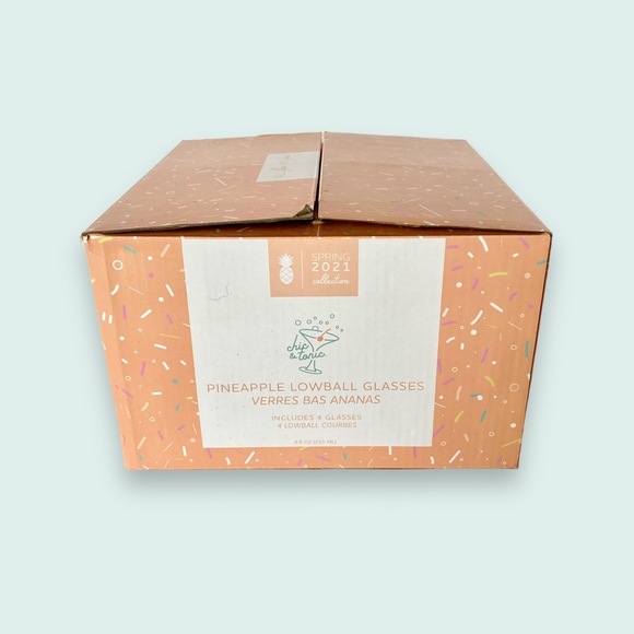 Chic & Tonic Pineapple Lowball Glasses Set of 4 in Box - Picture 4 of 12